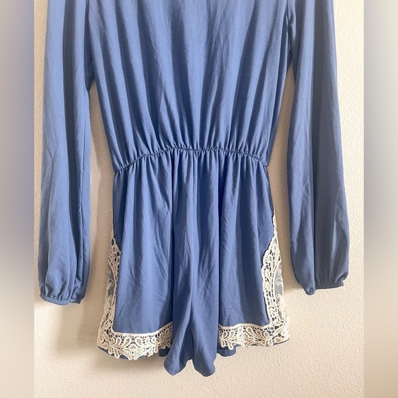 Altar'd State Long Sleeve Crochet Romper, Size Small - Picture 9 of 12